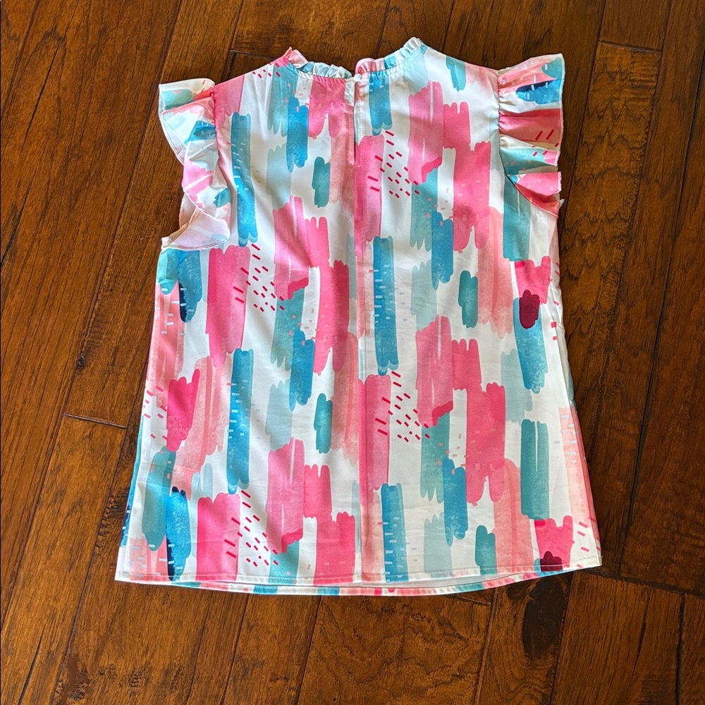 Colorful Ruffle Sleeve Top - Picture 6 of 7